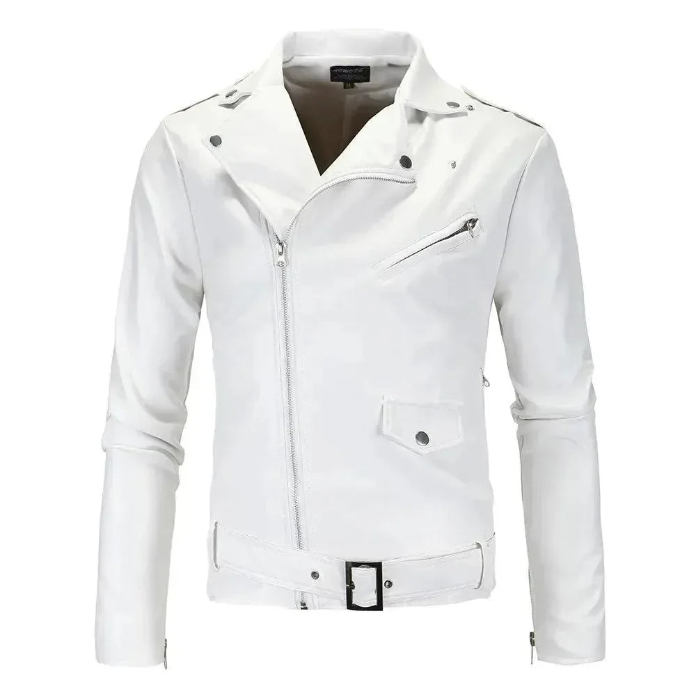 Slim Fit Biker Męska skóra kurtka