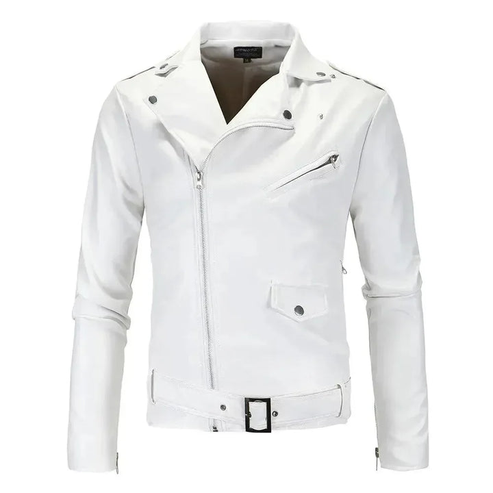 Slim Fit Biker Męska skóra kurtka