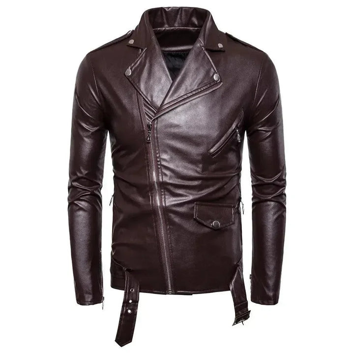 Slim Fit Biker Męska skóra kurtka