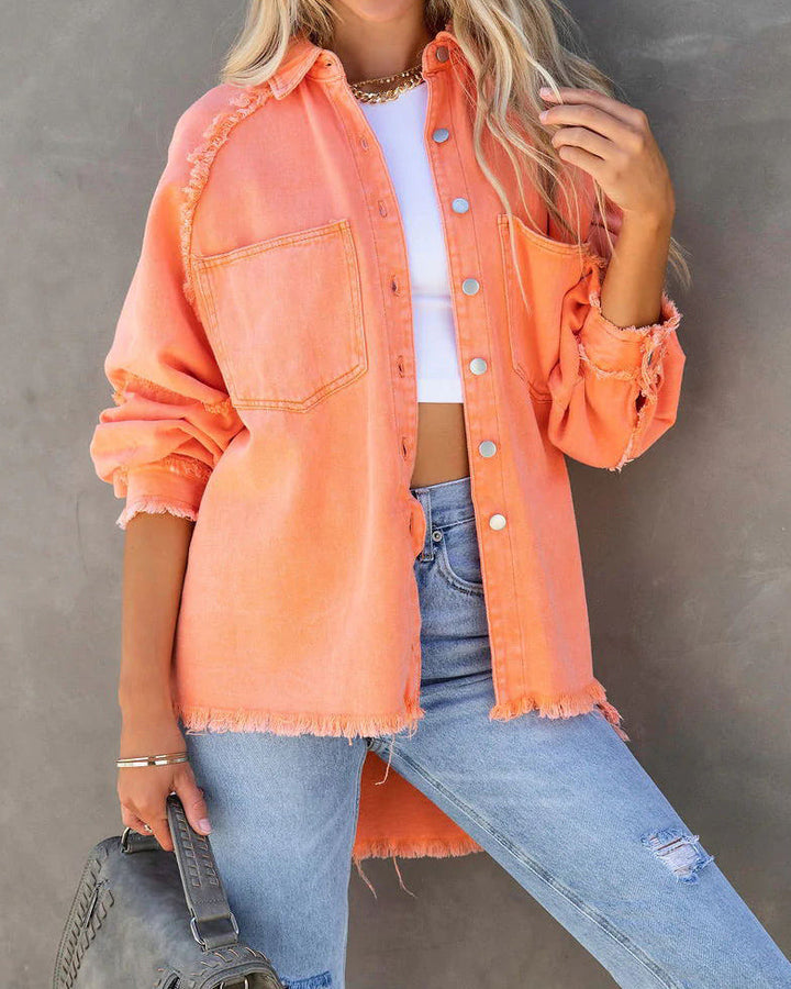 Edge Patchwork kieszenią denim kurtka